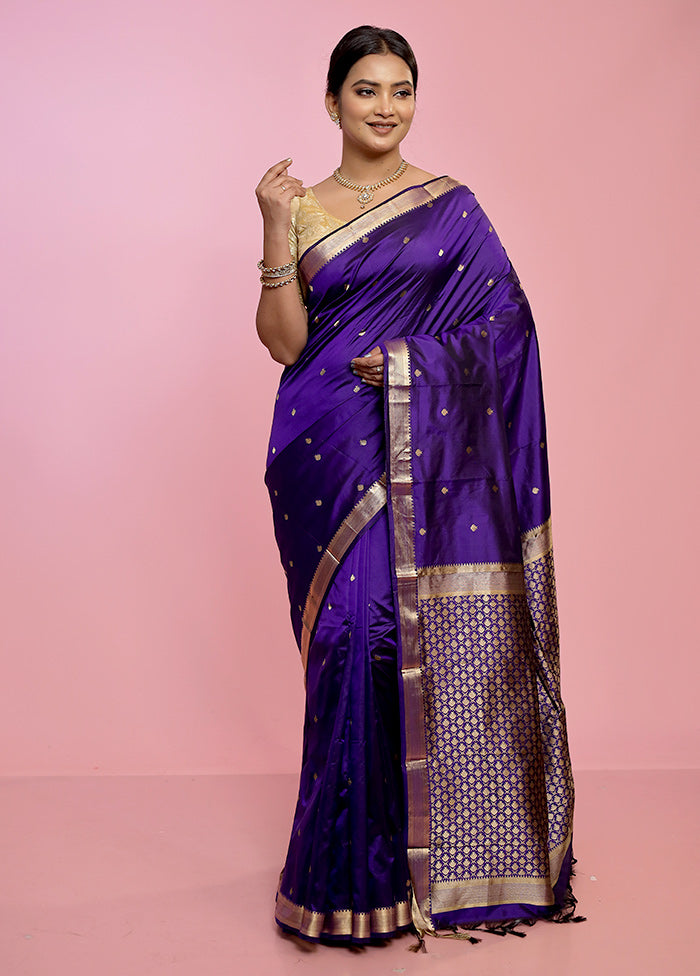 Purple Pure Kanjivaram Silk Saree With Blouse Piece - Indian Silk House Agencies