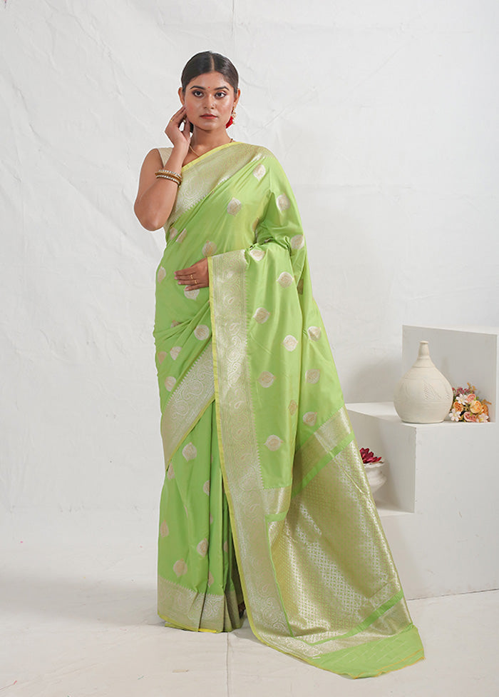 Green Katan Silk Saree With Blouse Piece - Indian Silk House Agencies