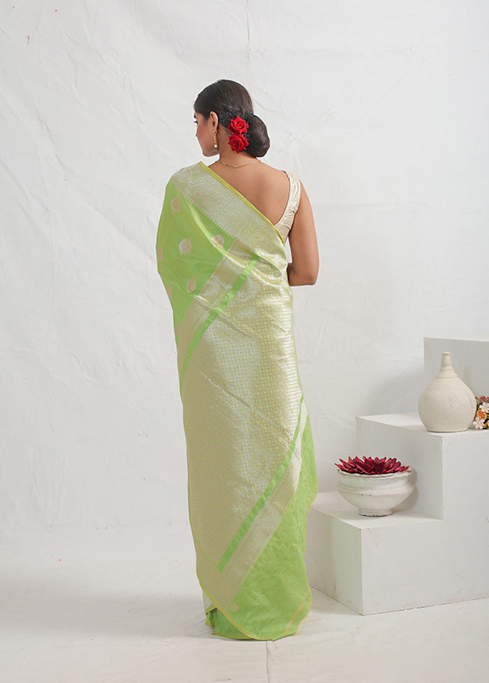 Green Katan Silk Saree With Blouse Piece - Indian Silk House Agencies