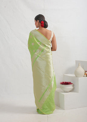 Green Katan Silk Saree With Blouse Piece - Indian Silk House Agencies