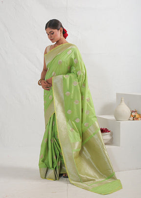 Green Katan Silk Saree With Blouse Piece - Indian Silk House Agencies