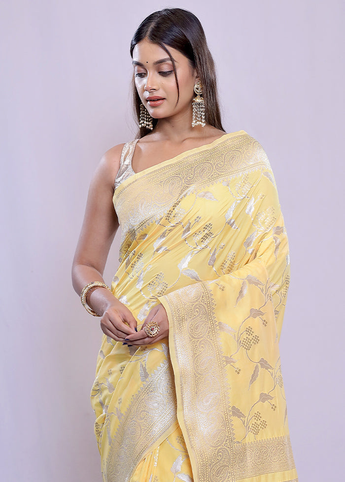 Yellow Uppada Silk Saree With Blouse Piece - Indian Silk House Agencies