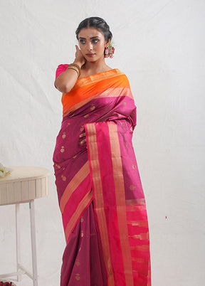 Purple Kanjivaram Pure Silk Saree With Blouse Piece - Indian Silk House Agencies