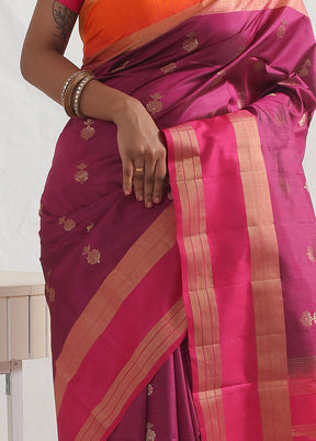 Purple Kanjivaram Pure Silk Saree With Blouse Piece - Indian Silk House Agencies