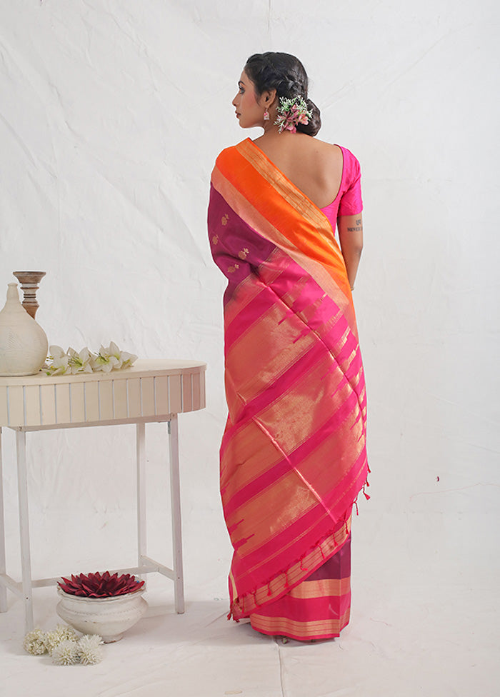 Purple Kanjivaram Pure Silk Saree With Blouse Piece - Indian Silk House Agencies