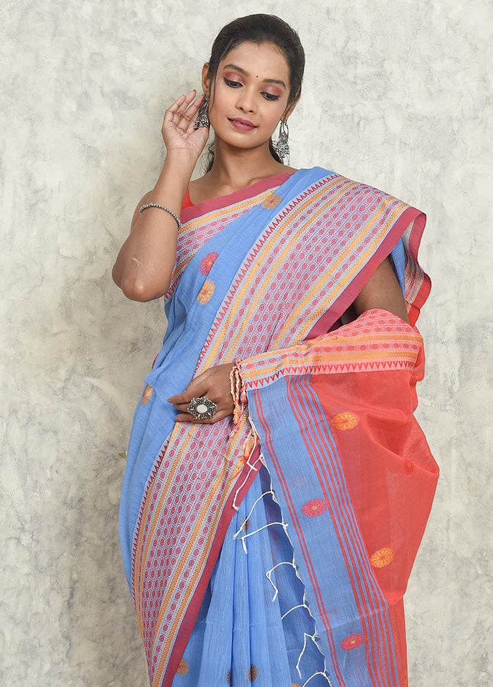 Blue Matka Silk Saree With Blouse Piece - Indian Silk House Agencies