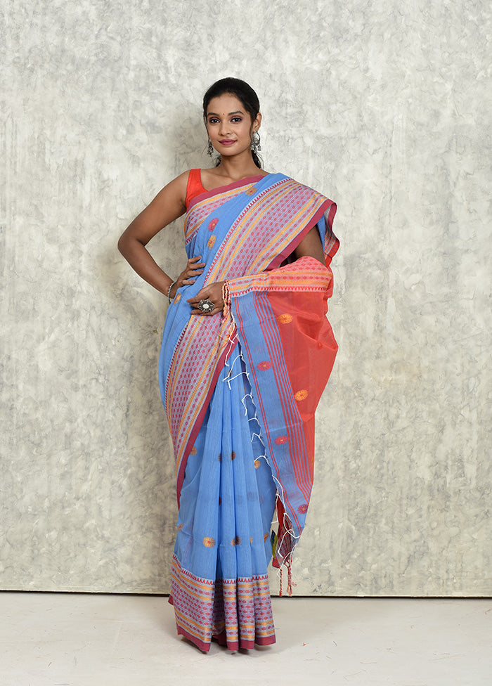 Blue Matka Silk Saree With Blouse Piece - Indian Silk House Agencies