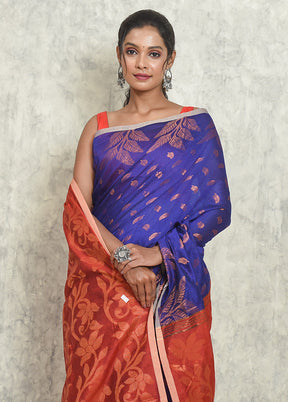 Blue Matka Silk Saree With Blouse Piece - Indian Silk House Agencies