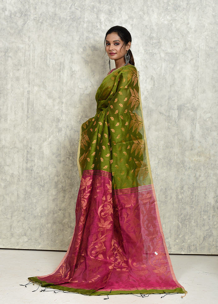 Green Matka Silk Saree With Blouse Piece - Indian Silk House Agencies