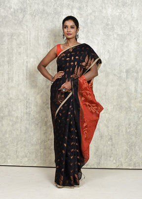 Black Matka Silk Saree With Blouse Piece - Indian Silk House Agencies