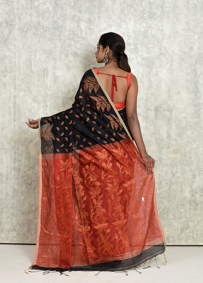 Black Matka Silk Saree With Blouse Piece - Indian Silk House Agencies