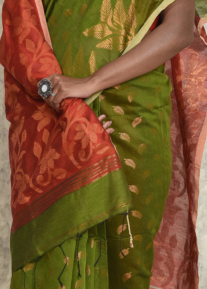 Green Matka Silk Saree With Blouse Piece - Indian Silk House Agencies