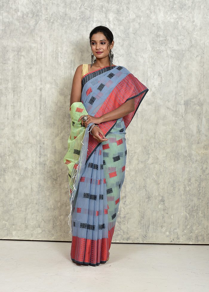 Blue Matka Silk Saree With Blouse Piece - Indian Silk House Agencies