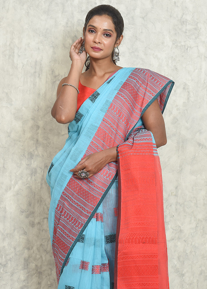 Blue Matka Silk Saree With Blouse Piece - Indian Silk House Agencies