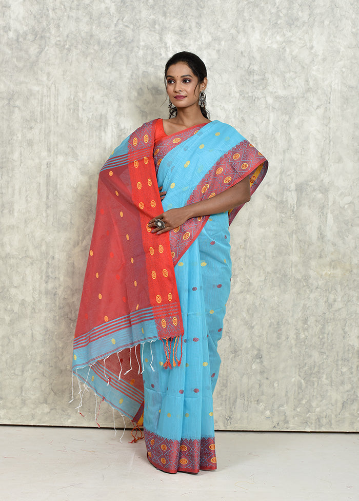 Blue Matka Silk Saree With Blouse Piece - Indian Silk House Agencies