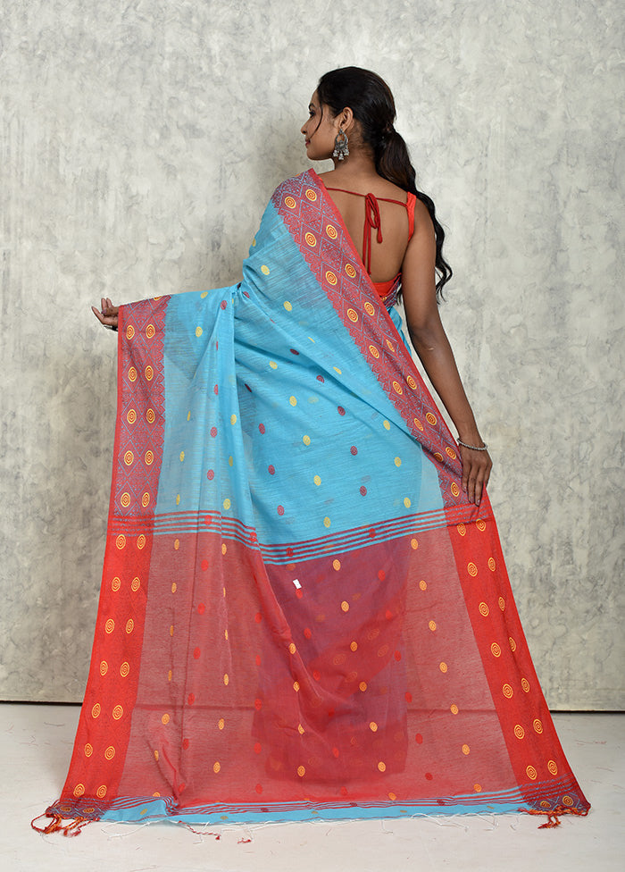 Blue Matka Silk Saree With Blouse Piece - Indian Silk House Agencies