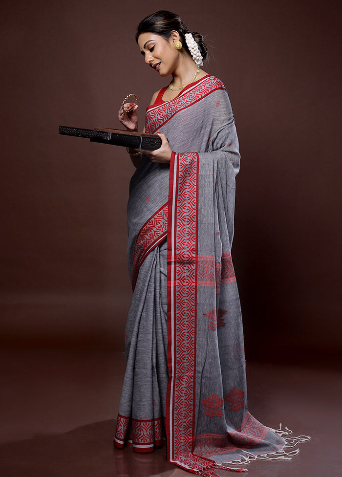 Grey Matka Silk Saree With Blouse Piece - Indian Silk House Agencies