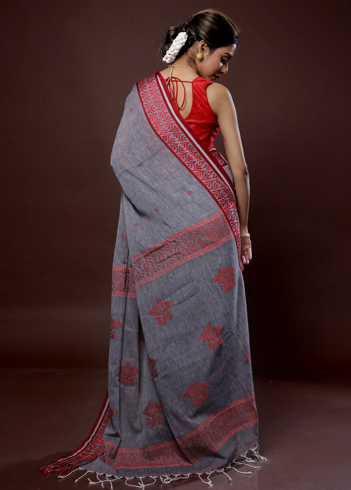 Grey Matka Silk Saree With Blouse Piece - Indian Silk House Agencies