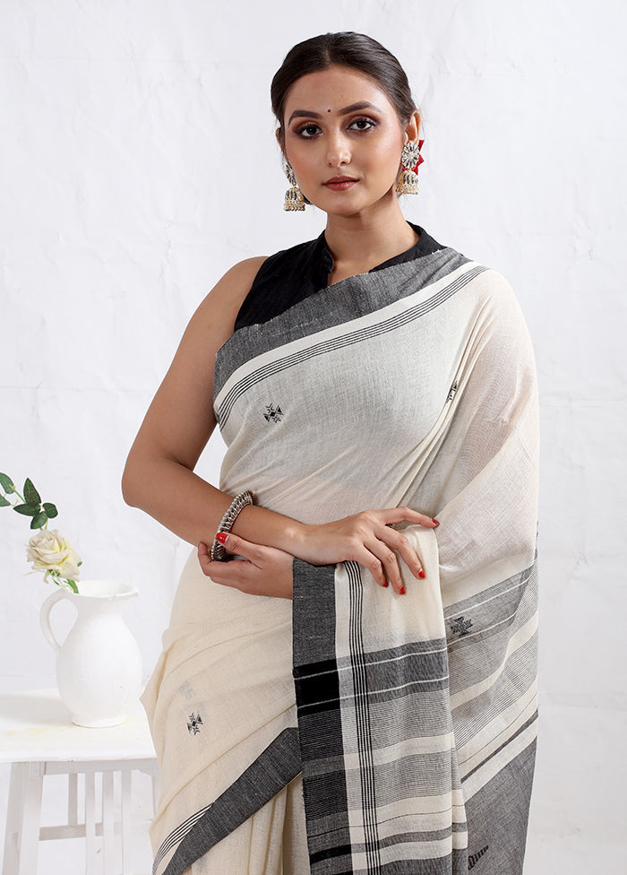 Cream Matka Silk Saree With Blouse Piece - Indian Silk House Agencies