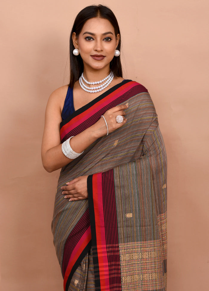 Grey Matka Silk Saree With Blouse Piece - Indian Silk House Agencies