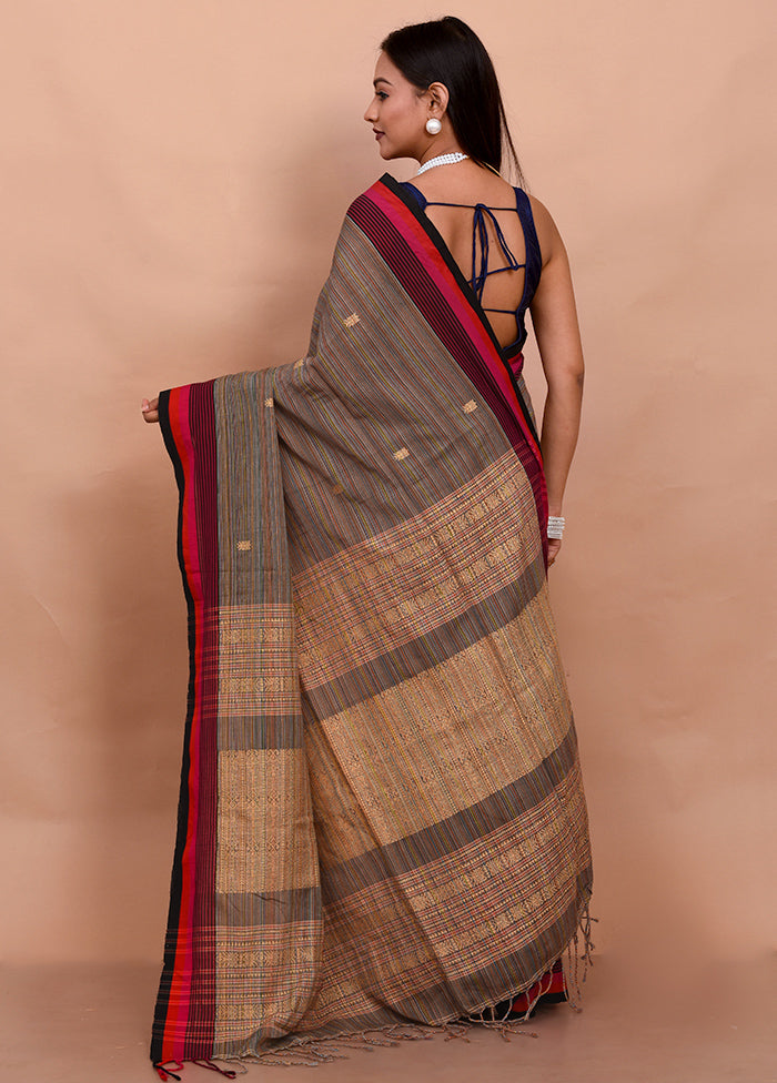 Grey Matka Silk Saree With Blouse Piece - Indian Silk House Agencies