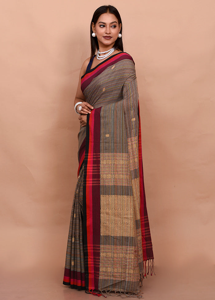 Grey Matka Silk Saree With Blouse Piece - Indian Silk House Agencies