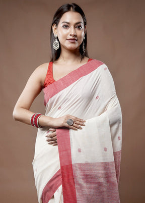 White Matka Silk Saree With Blouse Piece - Indian Silk House Agencies