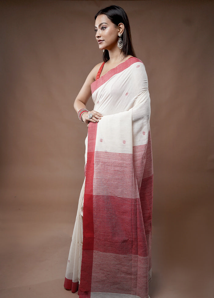 White Matka Silk Saree With Blouse Piece - Indian Silk House Agencies