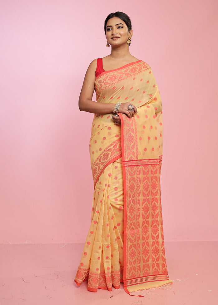 Yellow Resham Jamdani Saree With Blouse Piece - Indian Silk House Agencies