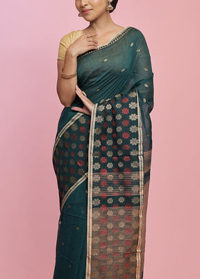 Green Matka Blend Saree With Blouse Piece - Indian Silk House Agencies