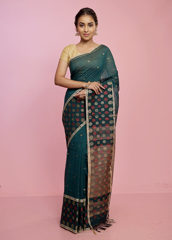 Green Matka Blend Saree With Blouse Piece - Indian Silk House Agencies