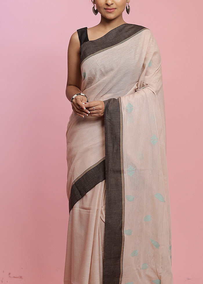 Cream Pure Khadi Cotton Saree Without Blouse Piece - Indian Silk House Agencies