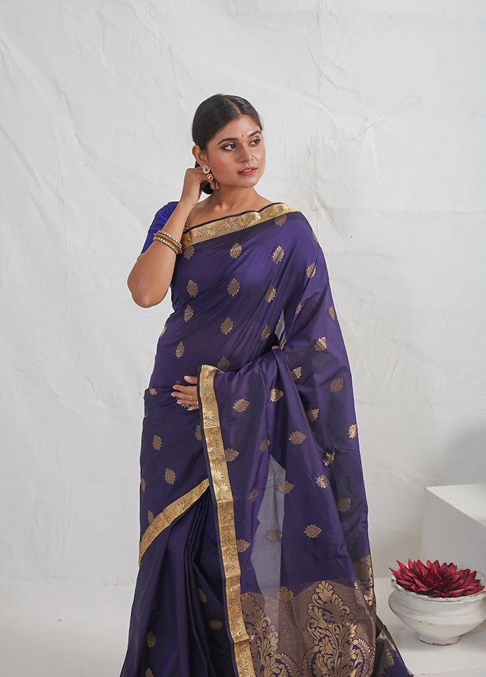 Blue Kanjivaram Silk Saree With Blouse Piece - Indian Silk House Agencies