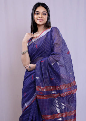 Blue Matka Silk Saree With Blouse Piece - Indian Silk House Agencies