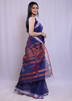 Blue Matka Silk Saree With Blouse Piece - Indian Silk House Agencies