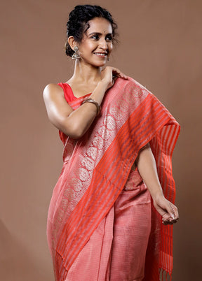 Pink Pure Cotton Saree With Blouse Piece - Indian Silk House Agencies