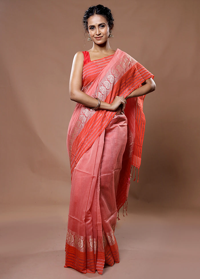 Pink Pure Cotton Saree With Blouse Piece - Indian Silk House Agencies