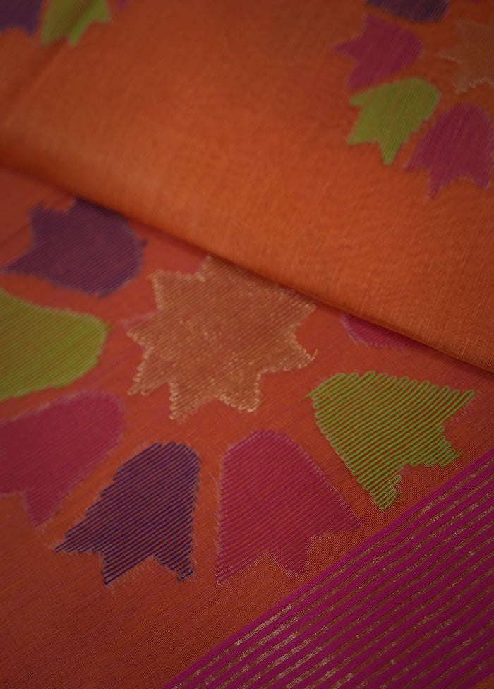 Rust Linen Silk Saree With Blouse Piece - Indian Silk House Agencies