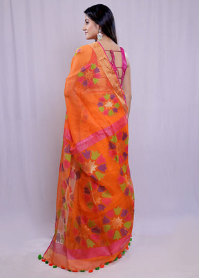 Rust Linen Silk Saree With Blouse Piece - Indian Silk House Agencies