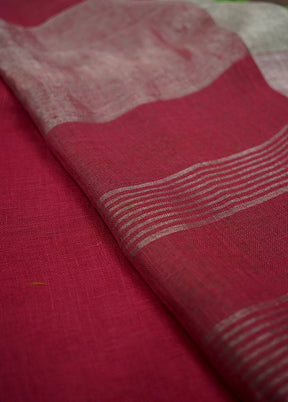 Pink Linen Silk Saree With Blouse Piece - Indian Silk House Agencies