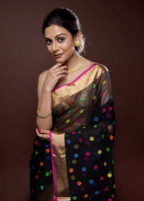 Black Matka Pure Silk Saree With Blouse Piece - Indian Silk House Agencies