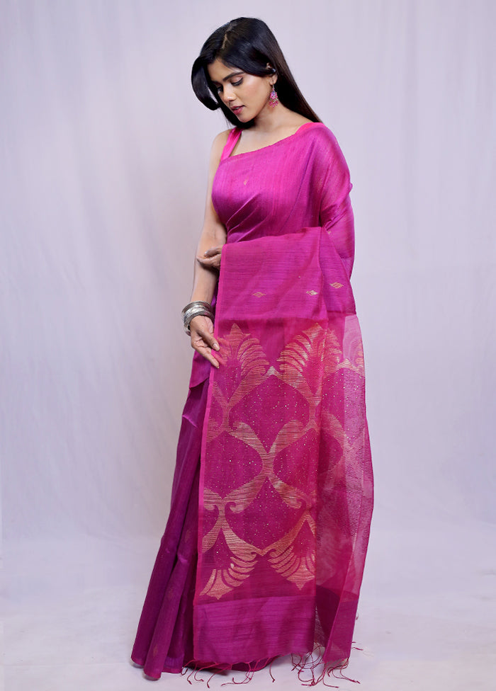 Pink Matka Pure Silk Saree With Blouse Piece - Indian Silk House Agencies