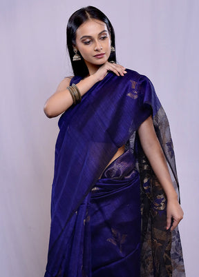 Blue Matka Pure Silk Saree With Blouse Piece - Indian Silk House Agencies