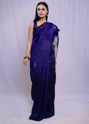 Blue Matka Pure Silk Saree With Blouse Piece - Indian Silk House Agencies