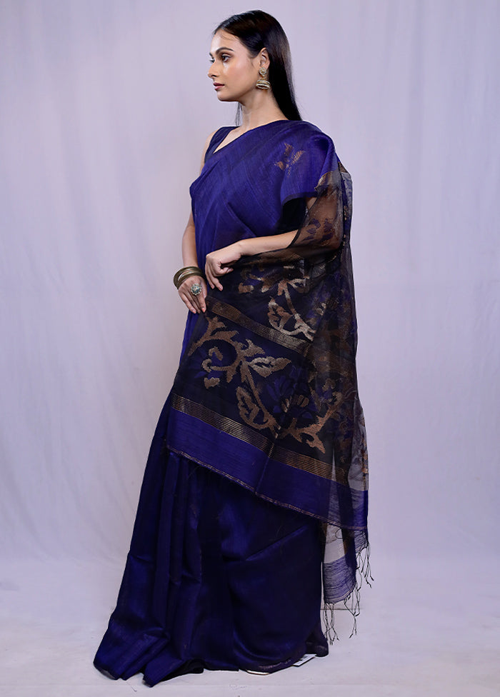 Blue Matka Pure Silk Saree With Blouse Piece - Indian Silk House Agencies