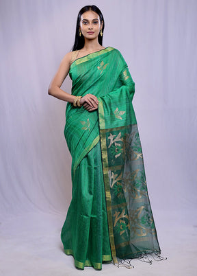 Green Matka Pure Silk Saree With Blouse Piece - Indian Silk House Agencies