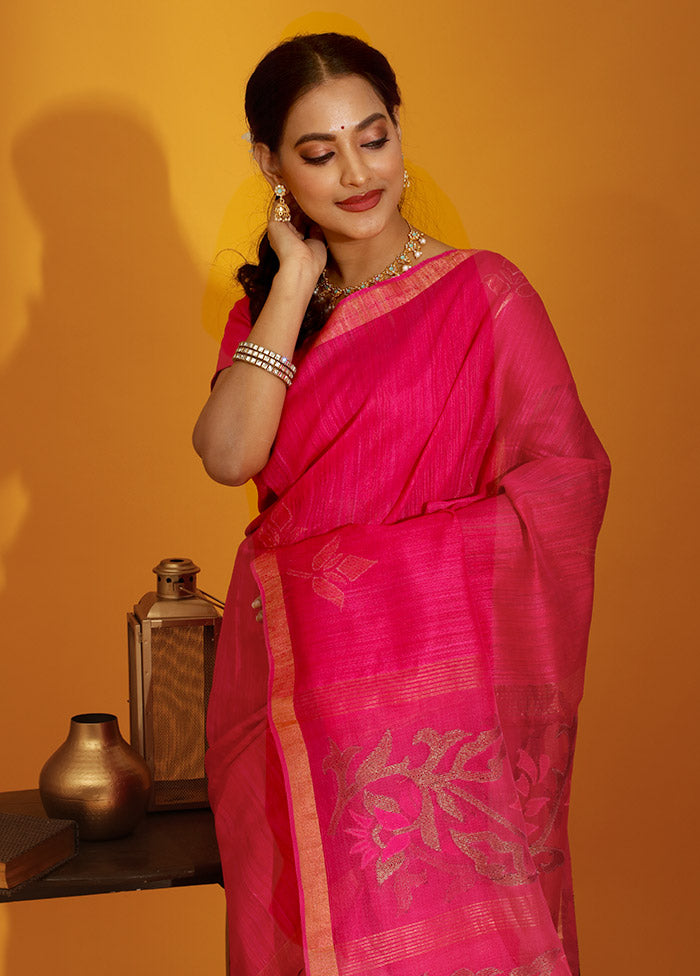 Pink Matka Pure Silk Saree With Blouse Piece - Indian Silk House Agencies