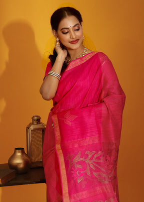 Pink Matka Pure Silk Saree With Blouse Piece - Indian Silk House Agencies