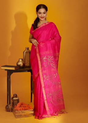 Pink Matka Pure Silk Saree With Blouse Piece - Indian Silk House Agencies