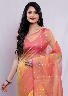 Yellow Matka Pure Silk Saree With Blouse Piece - Indian Silk House Agencies